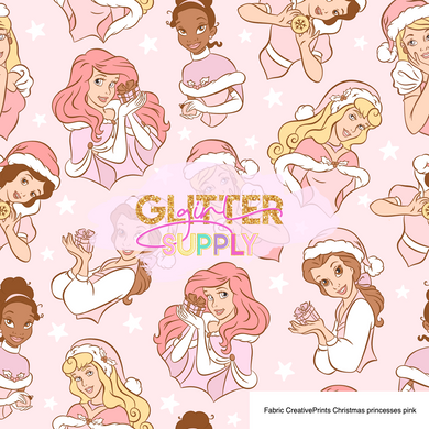 Fabric CreativePrints Christmas princesses pink