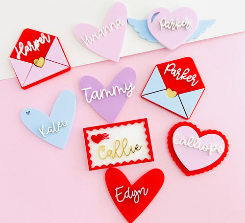 Valentines acrylics hair clips/tags