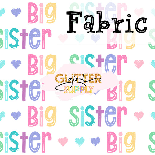 Fabric Big sister pastel rainbow