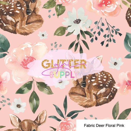 Fabric Deer Floral Pink