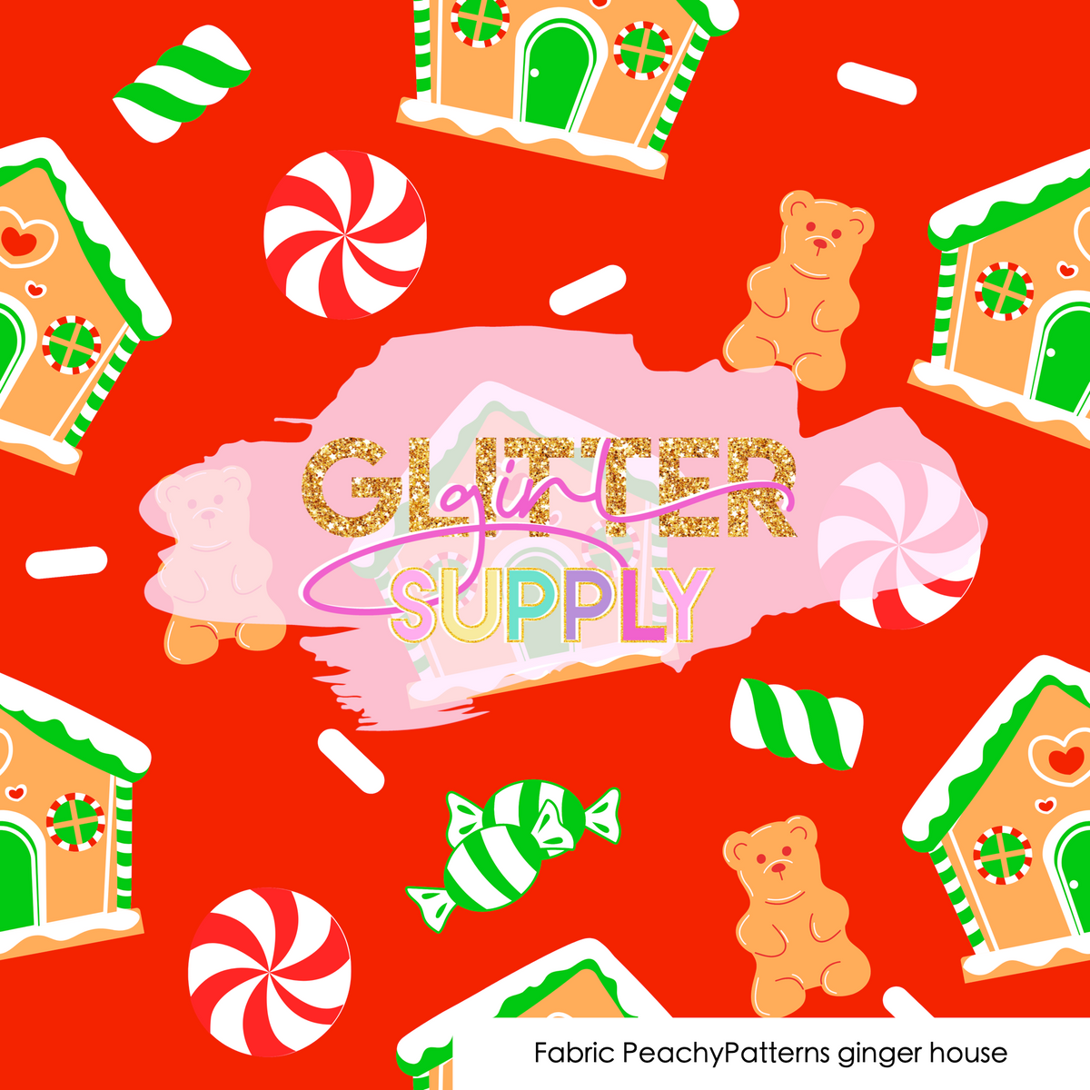 Fabric PeachyPatterns ginger house Glitter Girl Supply