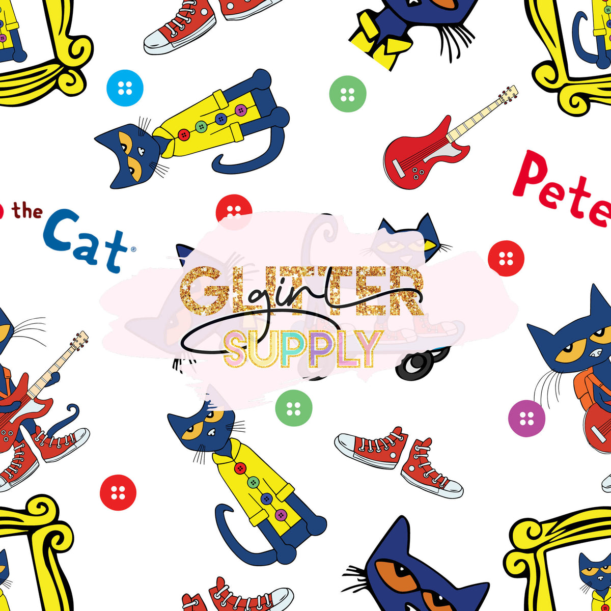 Fabric Pete the cat Glitter Girl Supply