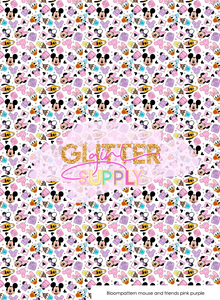 Bloompattern mouse and friends pink purple