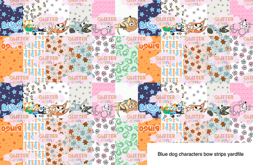 Blue dog characters bow strips yardfile
