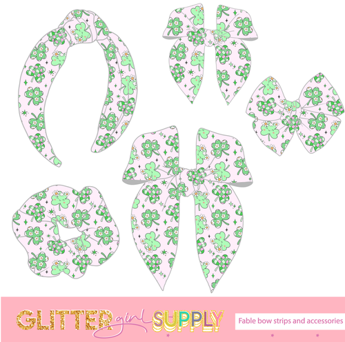 Fable Strips Clovers cute on pink