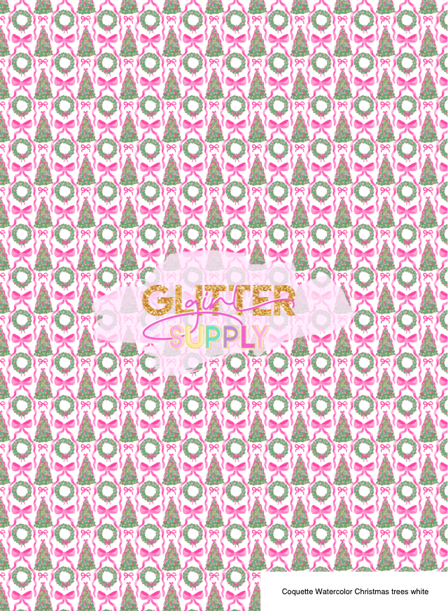 Coquette Watercolor Christmas trees white