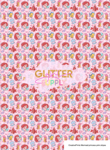 CreativePrints Mermaid princess pink stripes