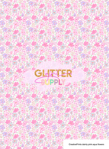 CreativePrints dainty pink aqua flowers