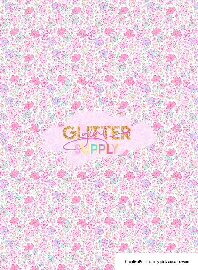 CreativePrints dainty pink aqua flowers
