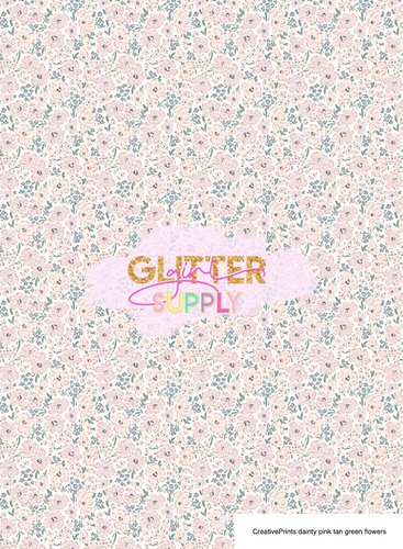 CreativePrints dainty pink tan green flowers