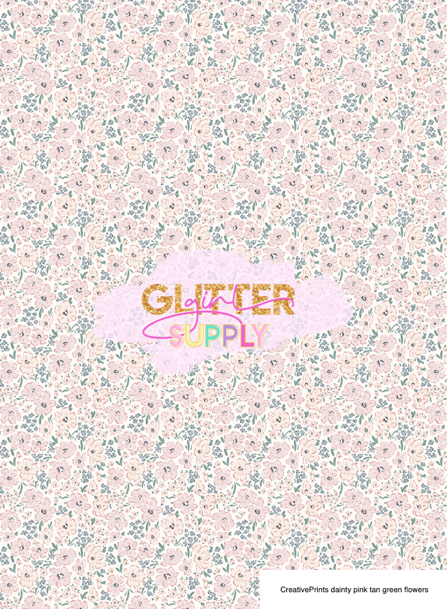 CreativePrints dainty pink tan green flowers