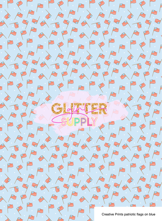 Creative Prints patriotic flags on blue