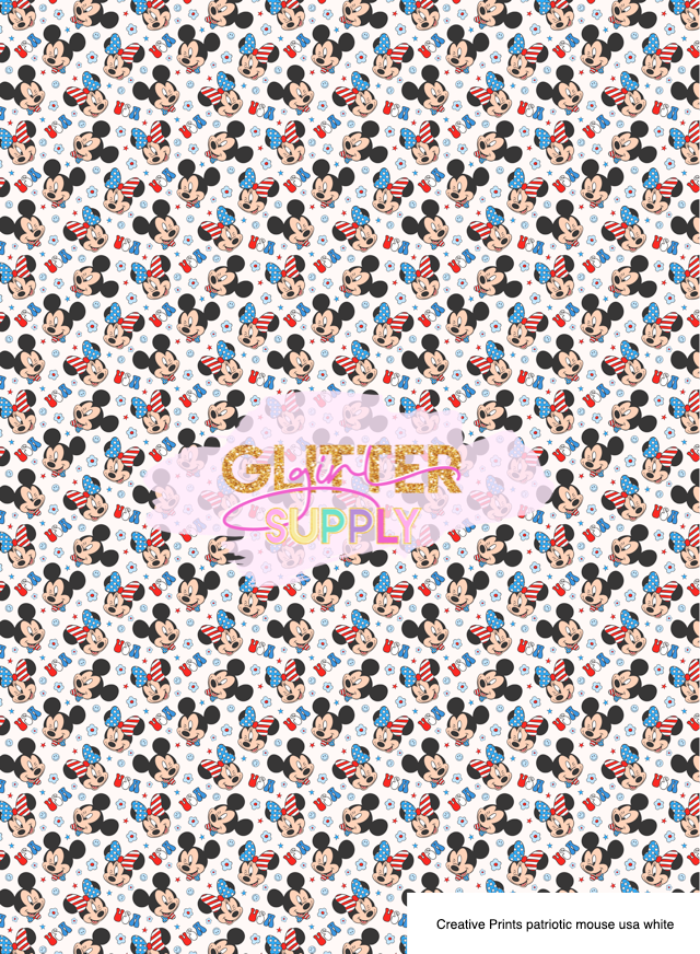 Creative Prints patriotic mouse usa white