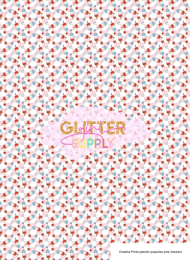 Creative Prints patriotic popsicles pink checkers