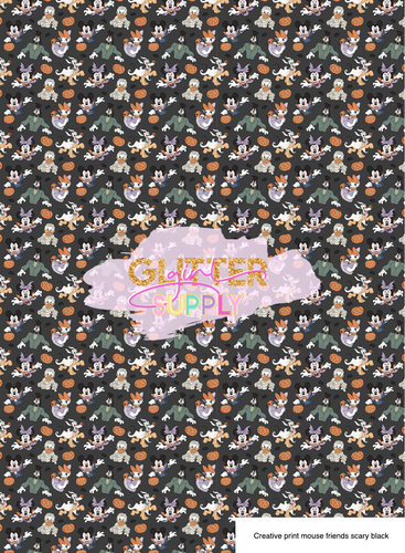 Creative print mouse friends scary black