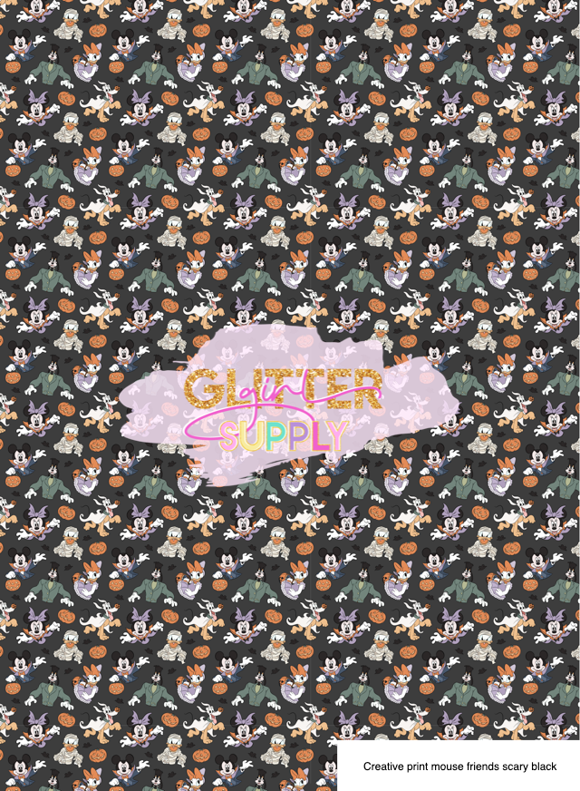 Creative print mouse friends scary black