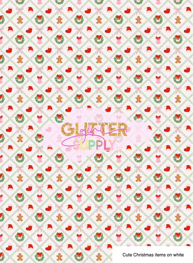 Cute Christmas items on white