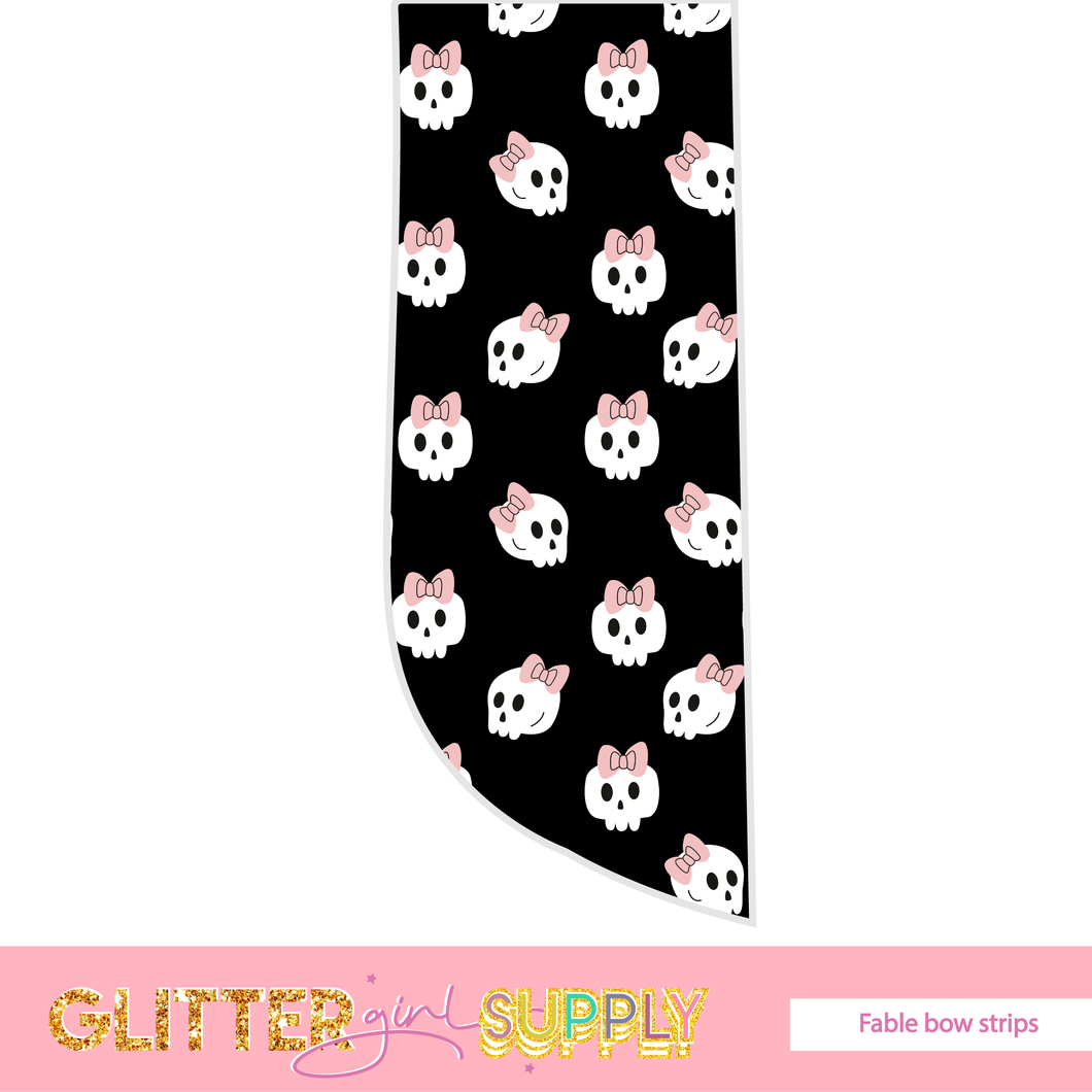 Fable Strips Cute skulls with bow on black