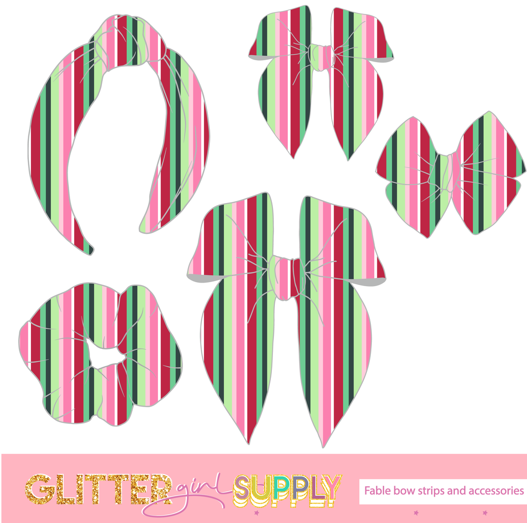 Fable Strips Pink green christmas lines