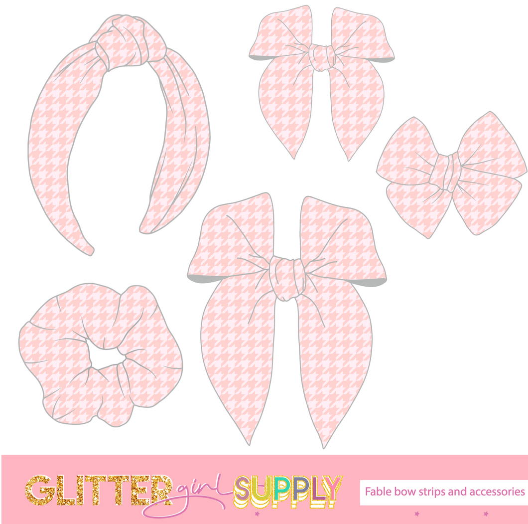 Fable Strips Pink houndstooth