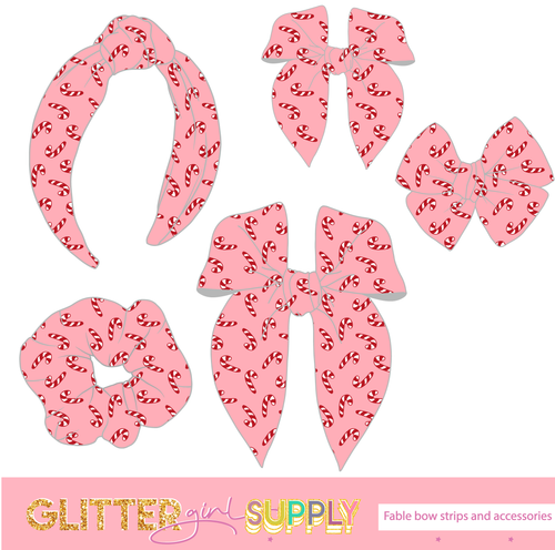 Fable Strips Red candy canes on pink