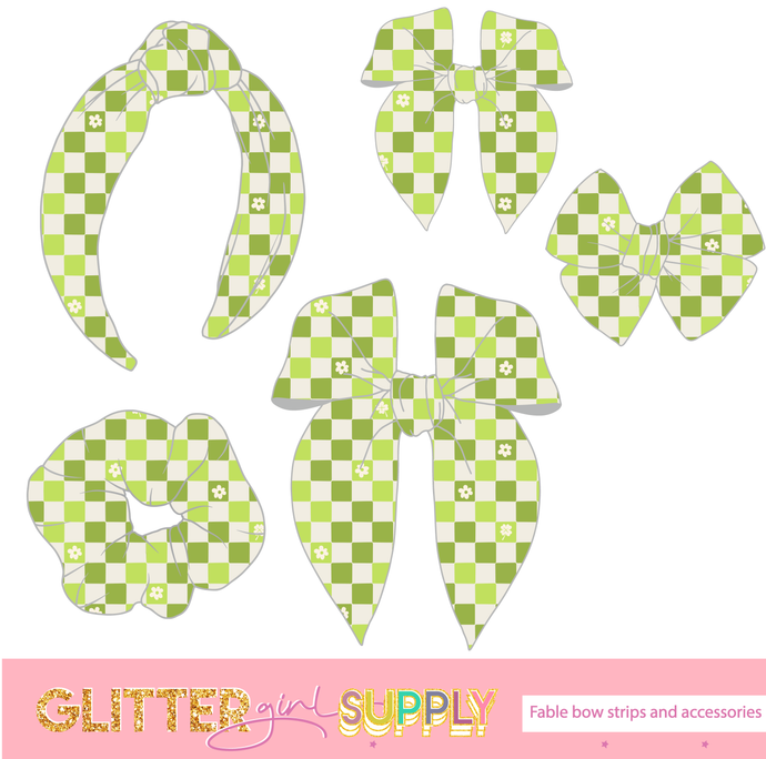 Fable Strips Wilddaisy Green checkers clover