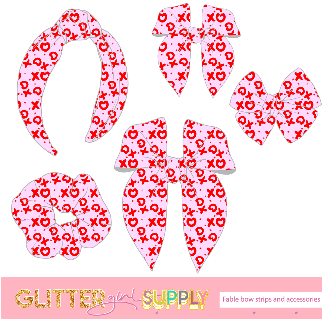Fable Strips XOXO red on pink