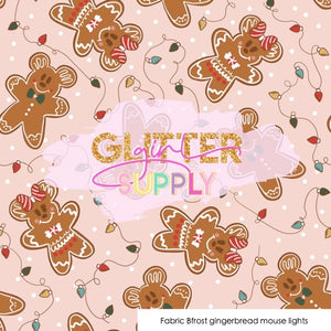 Fabric Bfrost gingerbread mouse lights