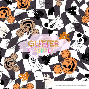 Fabric Bloompattern Mouse halloween black checkers