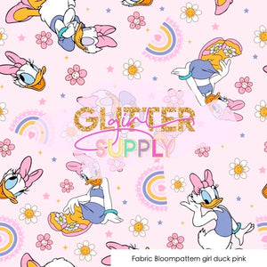 Fabric Bloompattern girl duck pink