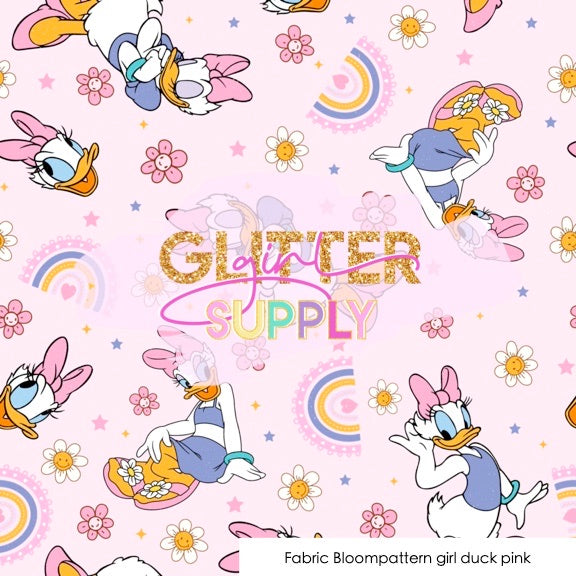 Fabric Bloompattern girl duck pink