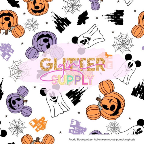Fabric Bloompattern halloween mouse pumpkin ghosts