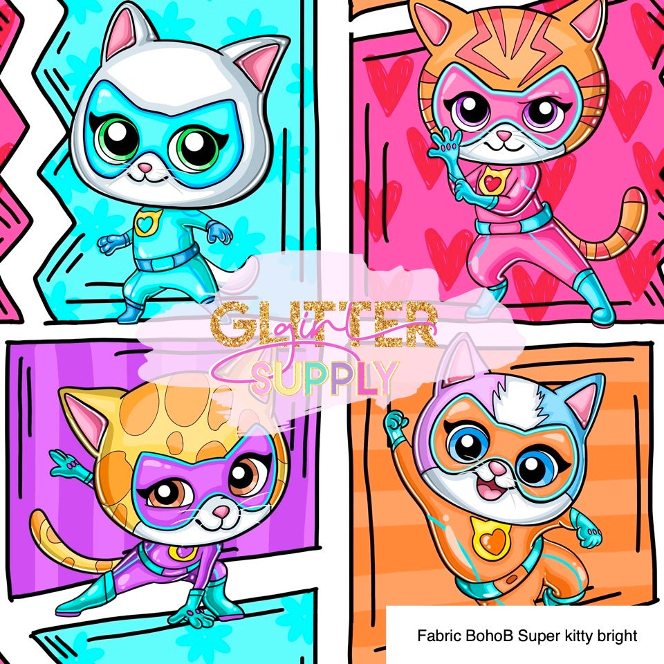 Fabric BohoB Super kitty bright – Glitter Girl Supply