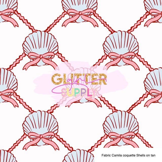 Fabric Camila coquette Shells on tan