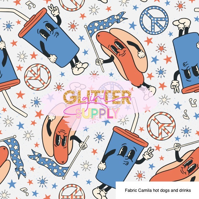 Fabric Camila hot dogs and drinks