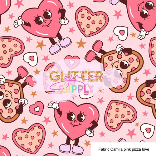 Fabric Camila pink pizza love