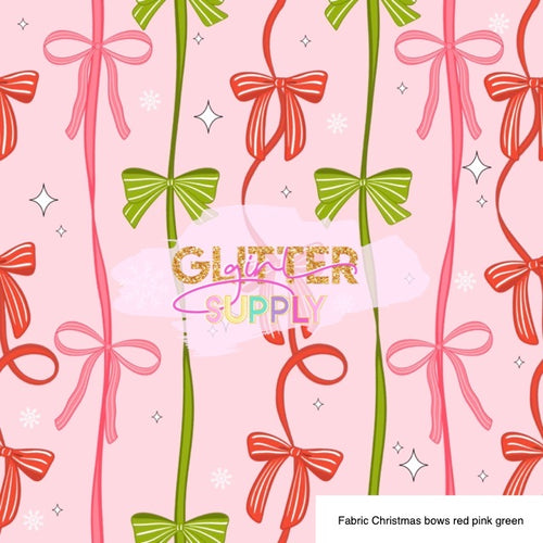 Fabric Christmas bows red pink green