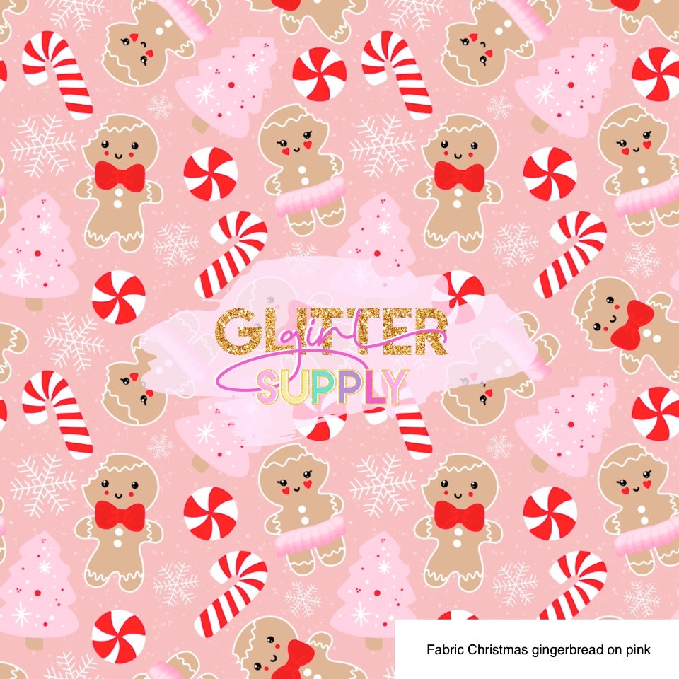 Fabric Christmas gingerbread on pink