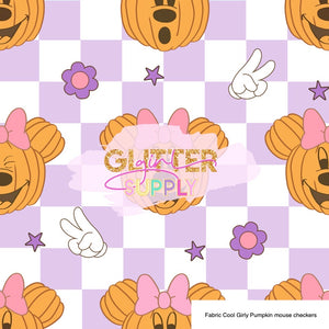 Fabric Cool Girly Pumpkin mouse checkers