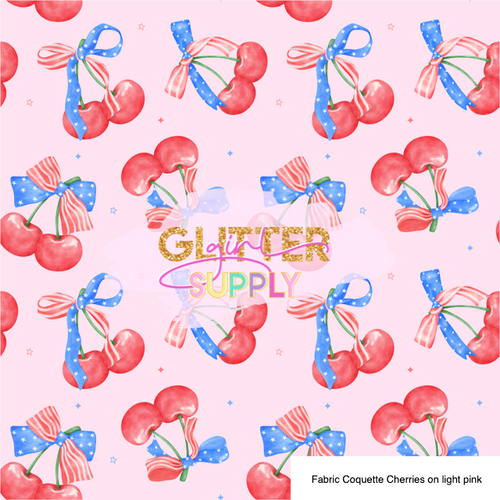 Fabric Coquette Cherries on light pink