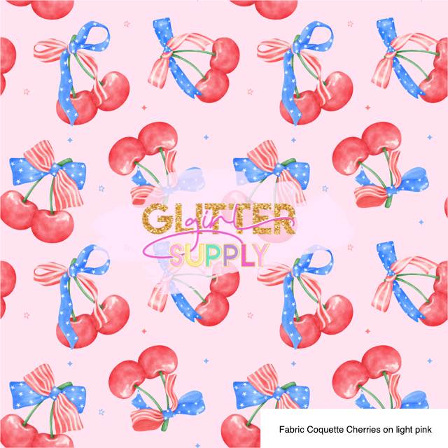 Fabric Coquette Cherries on light pink