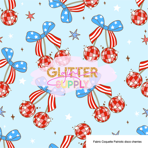 Fabric Coquette Patriotic disco cherries