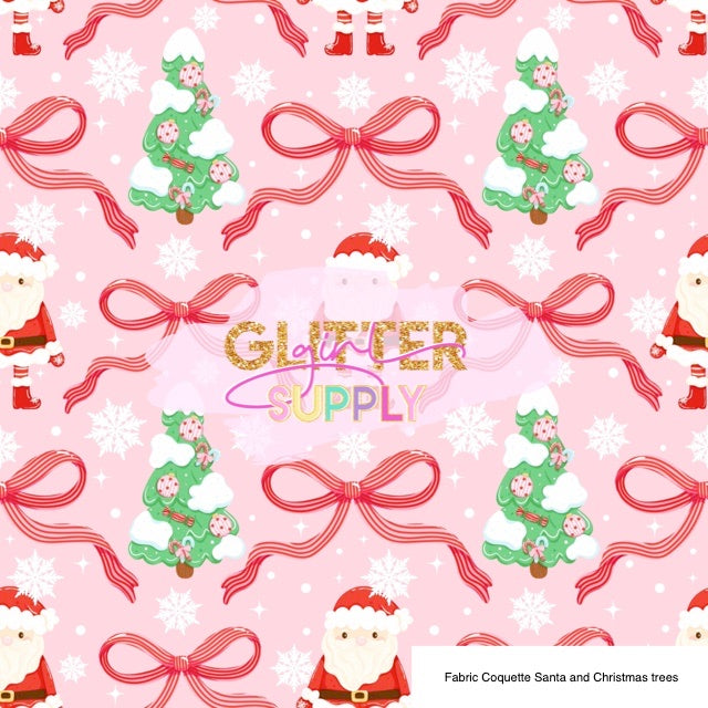 Fabric Coquette Santa and Christmas trees