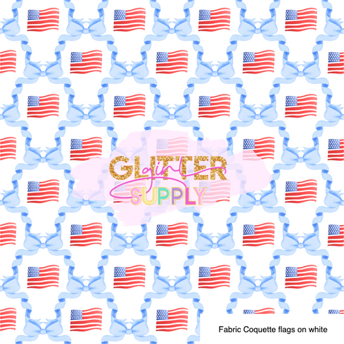 Fabric Coquette flags on white