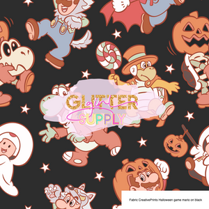 Fabric CreativePrints Halloween game mario on black