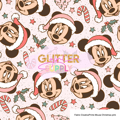 Fabric CreativePrints Mouse Christmas pink