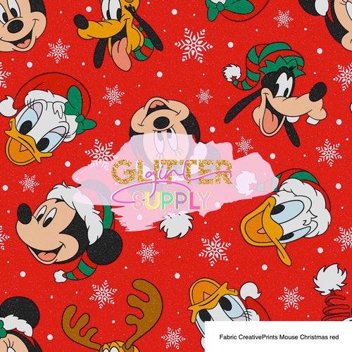 Fabric CreativePrints Mouse Christmas red