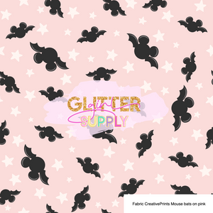 Fabric CreativePrints Mouse bats on pink