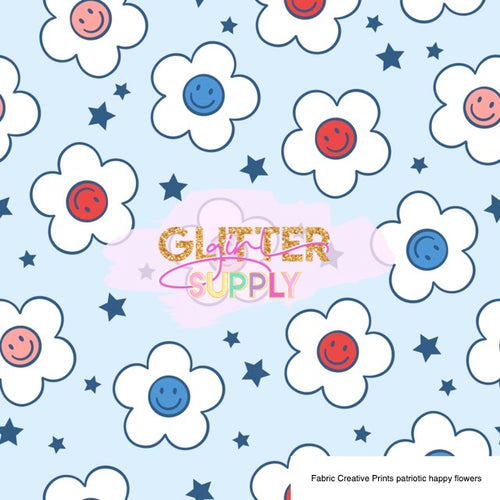 Fabric Creative Prints patriotic happy flowers