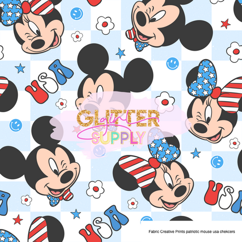 Fabric Creative Prints patriotic mouse usa checkers